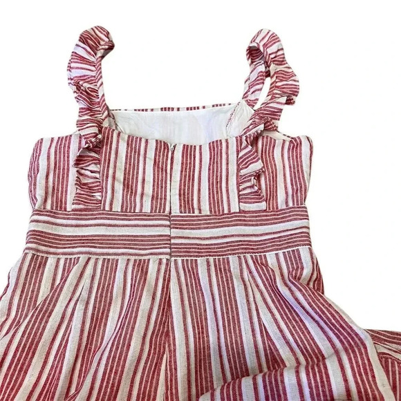 Lulus S Sleeveless Emilia Rae White and Red Striped Ruffle Culotte Jumpsuit - Picture 10 of 16